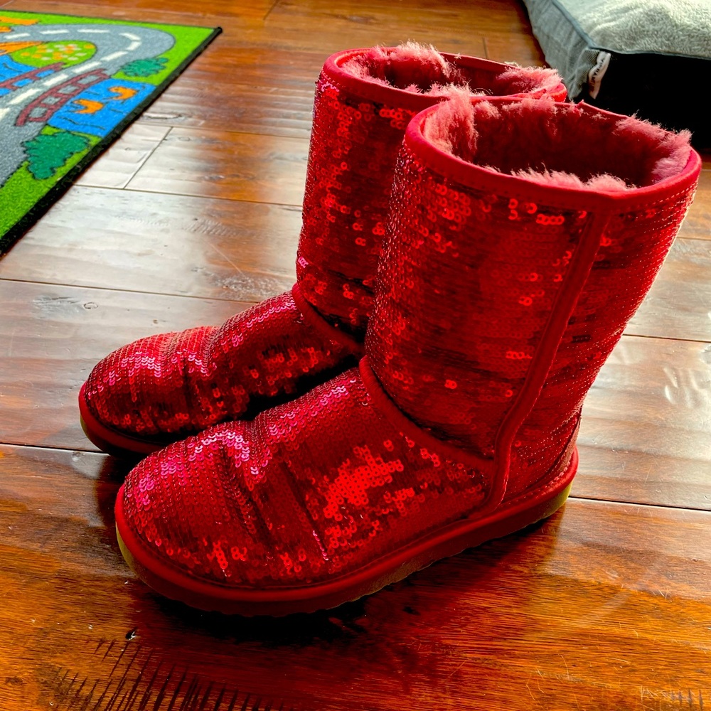 UGG Red Sequin Sparkle Limited Holiday Edition Boots